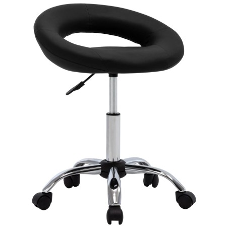 vidaXL Silla de comedor giratoria cuero sintético negro