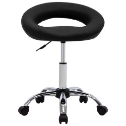 vidaXL Silla de comedor giratoria cuero sintético negro