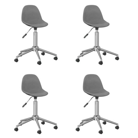 vidaXL Sillas de comedor giratorias 4 unidades tela gris claro