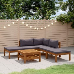 vidaXL Muebles de jardín 6 pzas cojines madera maciza de acacia 