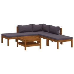 vidaXL Muebles de jardín 6 pzas cojines madera maciza de acacia 