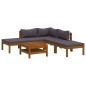 vidaXL Muebles de jardín 6 pzas cojines madera maciza de acacia vidaXL Muebles de jardín 6 pzas cojines madera maciza de acacia