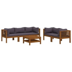 vidaXL Muebles de jardín 6 pzas cojines madera maciza de acacia 