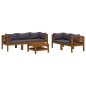 vidaXL Muebles de jardín 6 pzas cojines madera maciza de acacia vidaXL Muebles de jardín 6 pzas cojines madera maciza de acacia