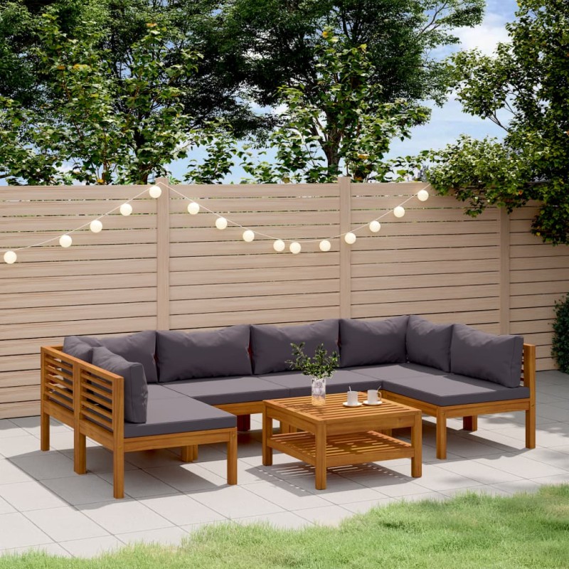 vidaXL Muebles de jardín 7 pzas cojines madera maciza de acacia vidaXL Muebles de jardín 7 pzas cojines madera maciza de acacia