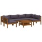 vidaXL Muebles de jardín 7 pzas cojines madera maciza de acacia vidaXL Muebles de jardín 7 pzas cojines madera maciza de acacia