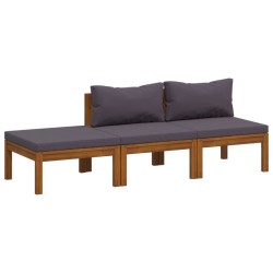 vidaXL Muebles de jardín 3 pzas cojines madera maciza de acacia