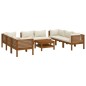vidaXL Muebles de jardín 9 pzas madera maciza de acacia cojines crema vidaXL Muebles de jardín 9 pzas madera maciza de acacia cojines crema