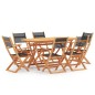 vidaXL Set de comedor jardín 7 pzas madera eucalipto textilene negro