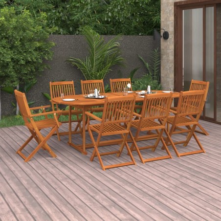vidaXL Set de comedor de jardín 9 piezas madera maciza de acacia