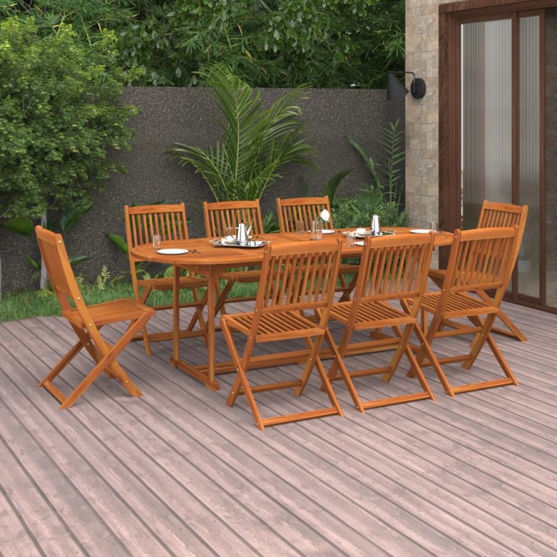 vidaXL Set de comedor de jardín 9 piezas madera maciza de acacia vidaXL Set de comedor de jardín 9 piezas madera maciza de acacia