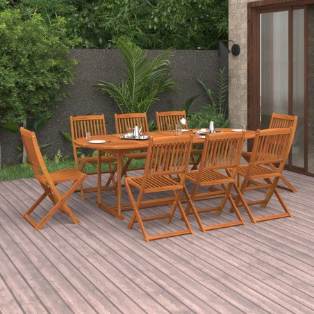 vidaXL Set de comedor de jardín 9 piezas madera maciza de acacia
