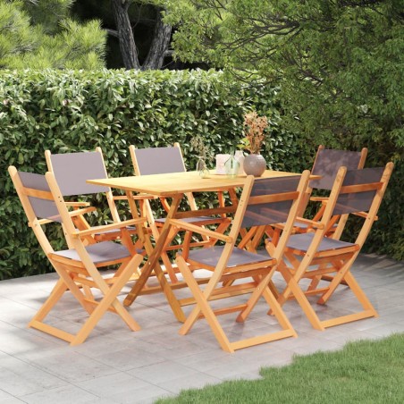 vidaXL Set de comedor para jardín 7 pzas madera maciza eucalipto gris