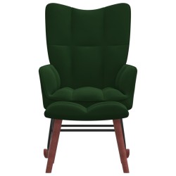 vidaXL Silla mecedora con reposapiés terciopelo verde oscuro