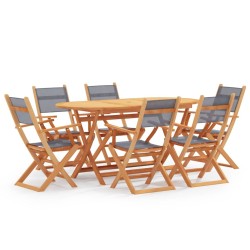 vidaXL Set de comedor de jardín 7 pzas madera eucalipto textilene gris
