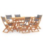 vidaXL Set de comedor de jardín 7 pzas madera eucalipto textilene gris