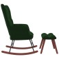 vidaXL Silla mecedora con reposapiés terciopelo verde oscuro vidaXL Silla mecedora con reposapiés terciopelo verde oscuro