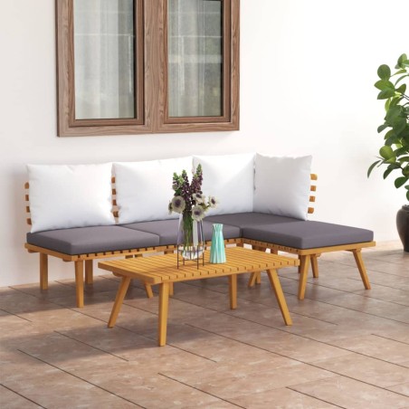 vidaXL Muebles de jardín 5 piezas con cojines madera maciza de acacia 