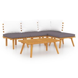 vidaXL Muebles de jardín 5 piezas con cojines madera maciza de acacia 