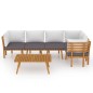vidaXL Muebles de jardín 6 piezas con cojines madera maciza de acacia 
