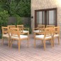 vidaXL Sillas Batavia con cojines 8 unidades madera maciza de teca vidaXL Sillas Batavia con cojines 8 unidades madera maciza de teca