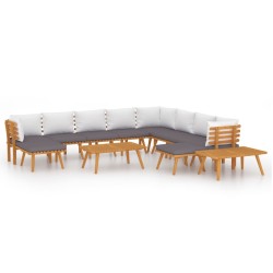 vidaXL Juego muebles de jardín y cojines 12 pzas madera maciza acacia