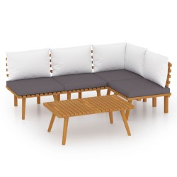 vidaXL Muebles de jardín 5 piezas con cojines madera maciza de acacia 