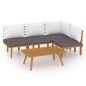 vidaXL Muebles de jardín 5 piezas con cojines madera maciza de acacia vidaXL Muebles de jardín 5 piezas con cojines madera maciza de acacia