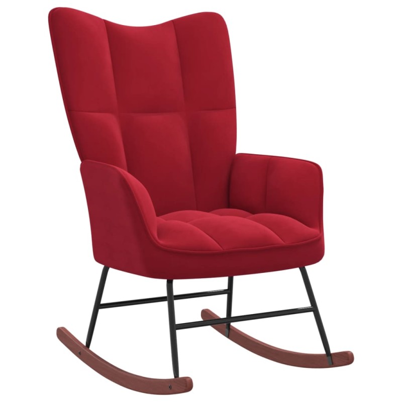 vidaXL Silla mecedora de terciopelo rojo vino tinto vidaXL Silla mecedora de terciopelo rojo vino tinto