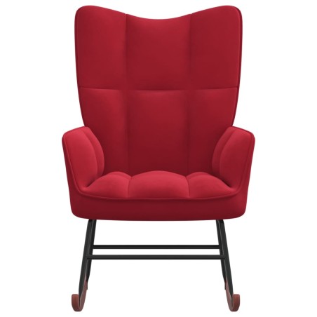 vidaXL Silla mecedora de terciopelo rojo vino tinto