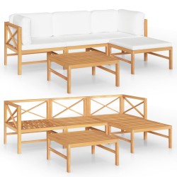 vidaXL Set de muebles de jardín 5 pzas madera de teca y cojines crema