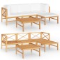 vidaXL Set de muebles de jardín 5 pzas madera de teca y cojines crema vidaXL Set de muebles de jardín 5 pzas madera de teca y cojines crema