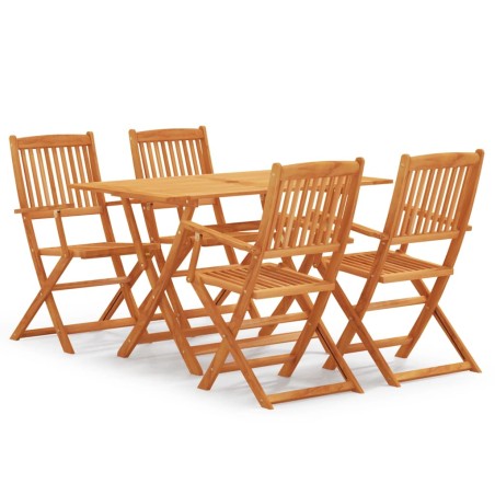 vidaXL Set de comedor de jardín plegable 5 pzas madera eucalipto