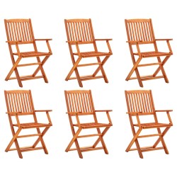 vidaXL Sillas de jardín plegables 6 pzas madera maciza de eucalipto