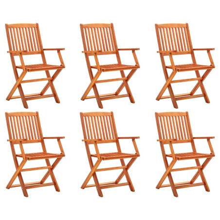 vidaXL Sillas de jardín plegables 6 pzas madera maciza de eucalipto
