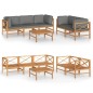 vidaXL Set de muebles de jardín 6 pzas madera de teca y cojines gris