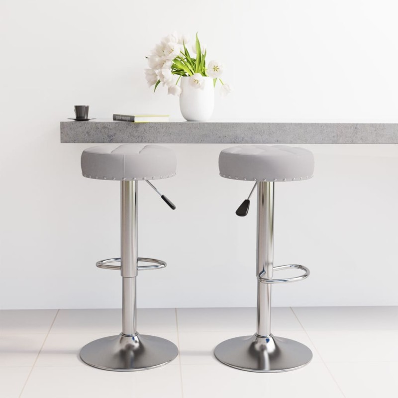 vidaXL Taburetes de cocina 2 unidades tela gris vidaXL Taburetes de cocina 2 unidades tela gris