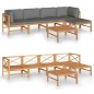 vidaXL Set de muebles de jardín 6 pzas madera de teca y cojines gris