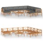 vidaXL Set de muebles de jardín 11 pzas madera de teca y cojines gris