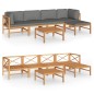 vidaXL Set de muebles de jardín 6 pzas madera de teca y cojines gris