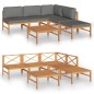 vidaXL Set de muebles de jardín 6 pzas madera de teca y cojines gris vidaXL Set de muebles de jardín 6 pzas madera de teca y cojines gris