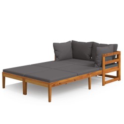 vidaXL Tumbonas con cojines gris oscuro 2 unidades madera de acacia 