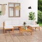 vidaXL Set de muebles de jardín 7 pzas madera de teca y cojines crema vidaXL Set de muebles de jardín 7 pzas madera de teca y cojines crema