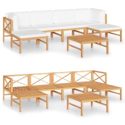 vidaXL Set de muebles de jardín 7 pzas madera de teca y cojines crema