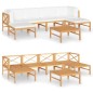 vidaXL Set de muebles de jardín 7 pzas madera de teca y cojines crema vidaXL Set de muebles de jardín 7 pzas madera de teca y cojines crema