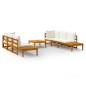vidaXL Set muebles de jardín 5 pzas cojines crema madera de acacia vidaXL Set muebles de jardín 5 pzas cojines crema madera de acacia