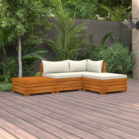 vidaXL Muebles de jardín 4 piezas con cojines madera maciza de acacia 