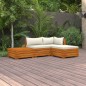 vidaXL Muebles de jardín 4 piezas con cojines madera maciza de acacia 