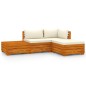 vidaXL Muebles de jardín 4 piezas con cojines madera maciza de acacia 