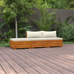 vidaXL Muebles de jardín 3 piezas con cojines madera maciza de acacia 